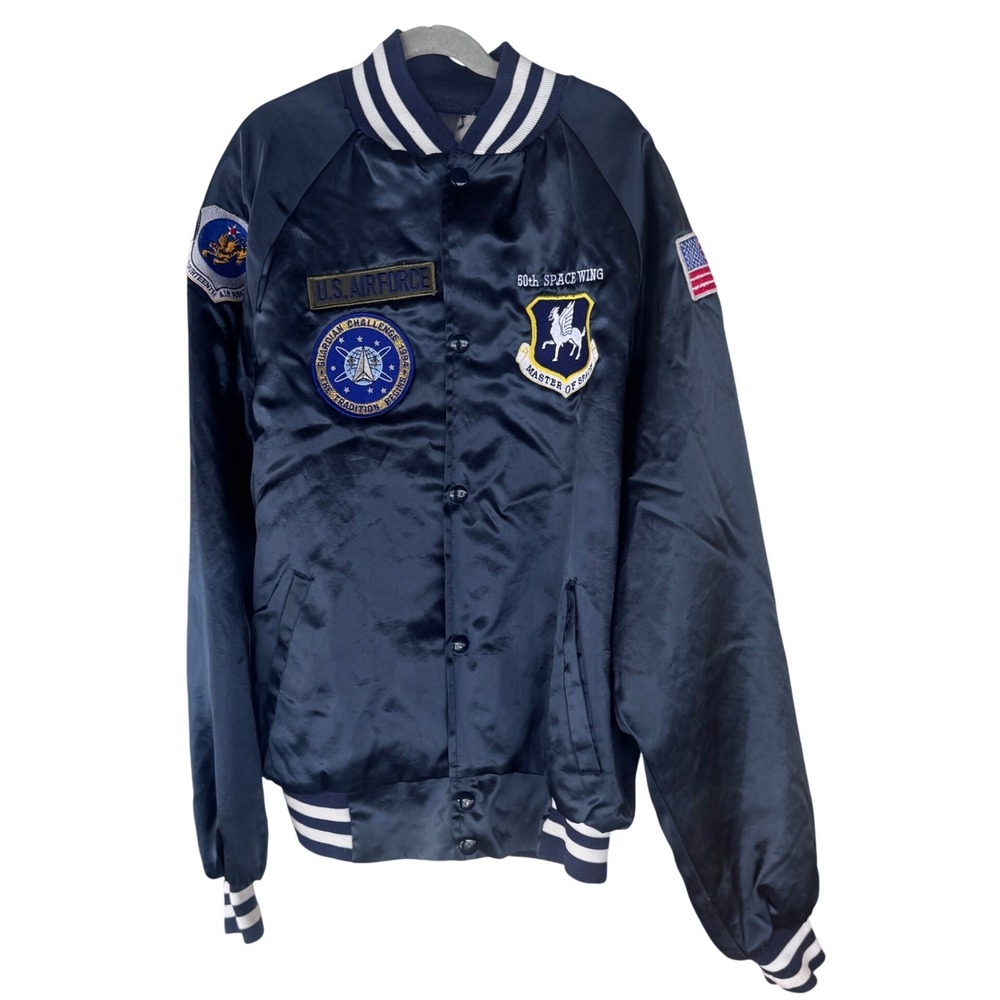 1994 Guardian Challenge US Air Force 50th Space Wing‎ Satin Blue Bomber Jacket M
